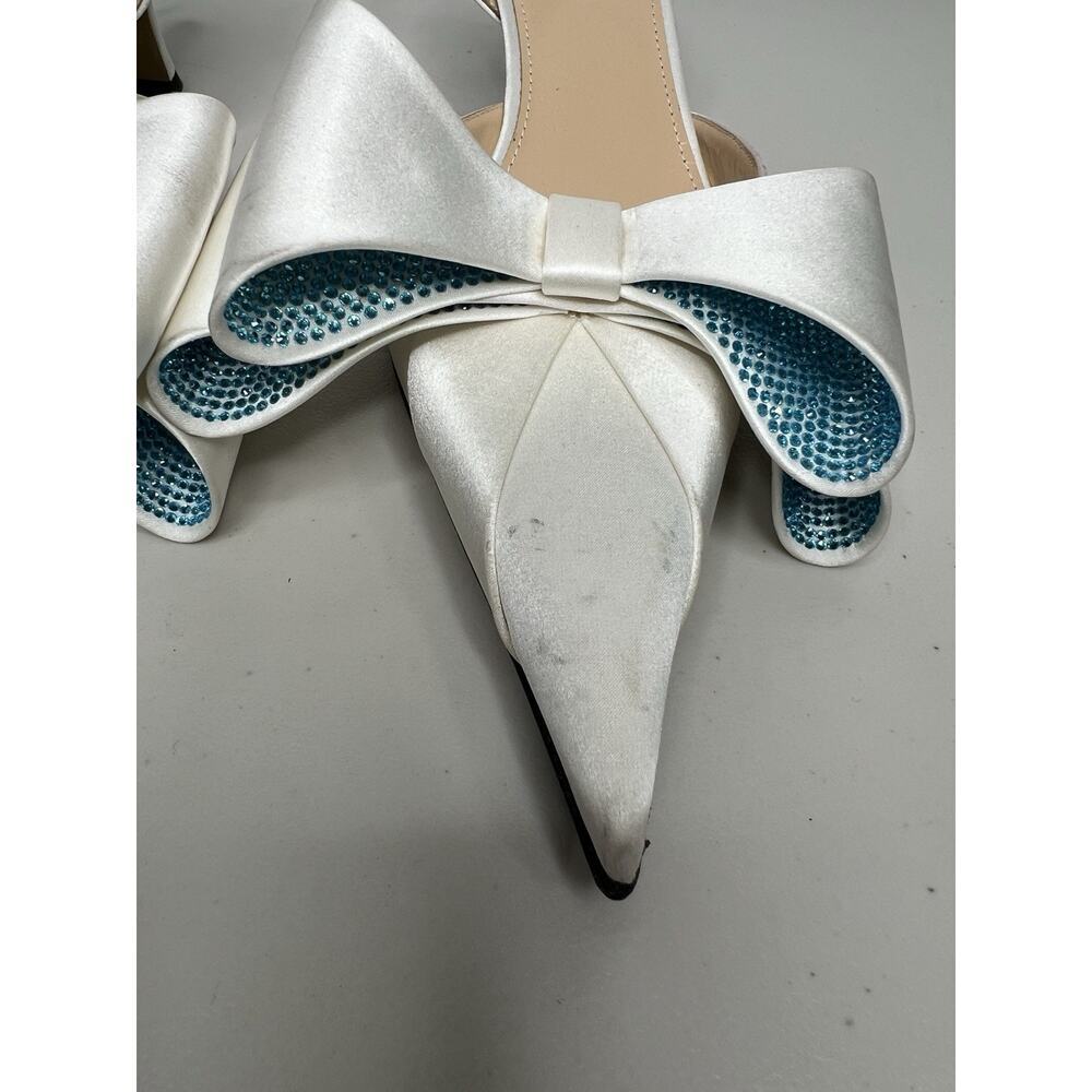 Mach & Mach White Le Cadeau Slingback Pumps Heels Women’s Size 39.5/40 - Picture 4 of 14